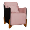Ver imagem 1 de Poltrona Heloisa Pés Madeira Composê Veludo C/ Corino Preto Cor:rosa