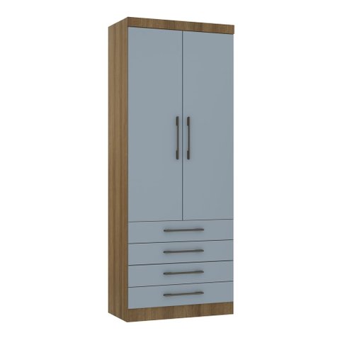 Guarda Roupa Dormitório Modulado Paris Módulo 2 Portas 4 Gavetas - Luciane 326:Avelã e Azul