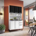 Ver imagem 1 de Armário Kit de Cozinha Compacta Aço 6 Portas 2 Gavetas Itatiaia Pratika Branco com Preto - Rede Móve
