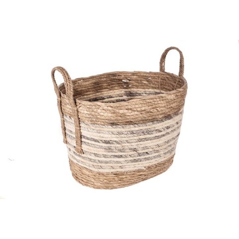 Cesto Amalfi Wave 34x26x24 Yoi Com Alças De Fibras Naturais