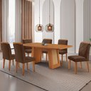 Ver imagem 1 de Mesa de Jantar Carolina Tampo 180cm Mdf Canto Copo e 6 Cadeiras Melissa Moderna Mobilia