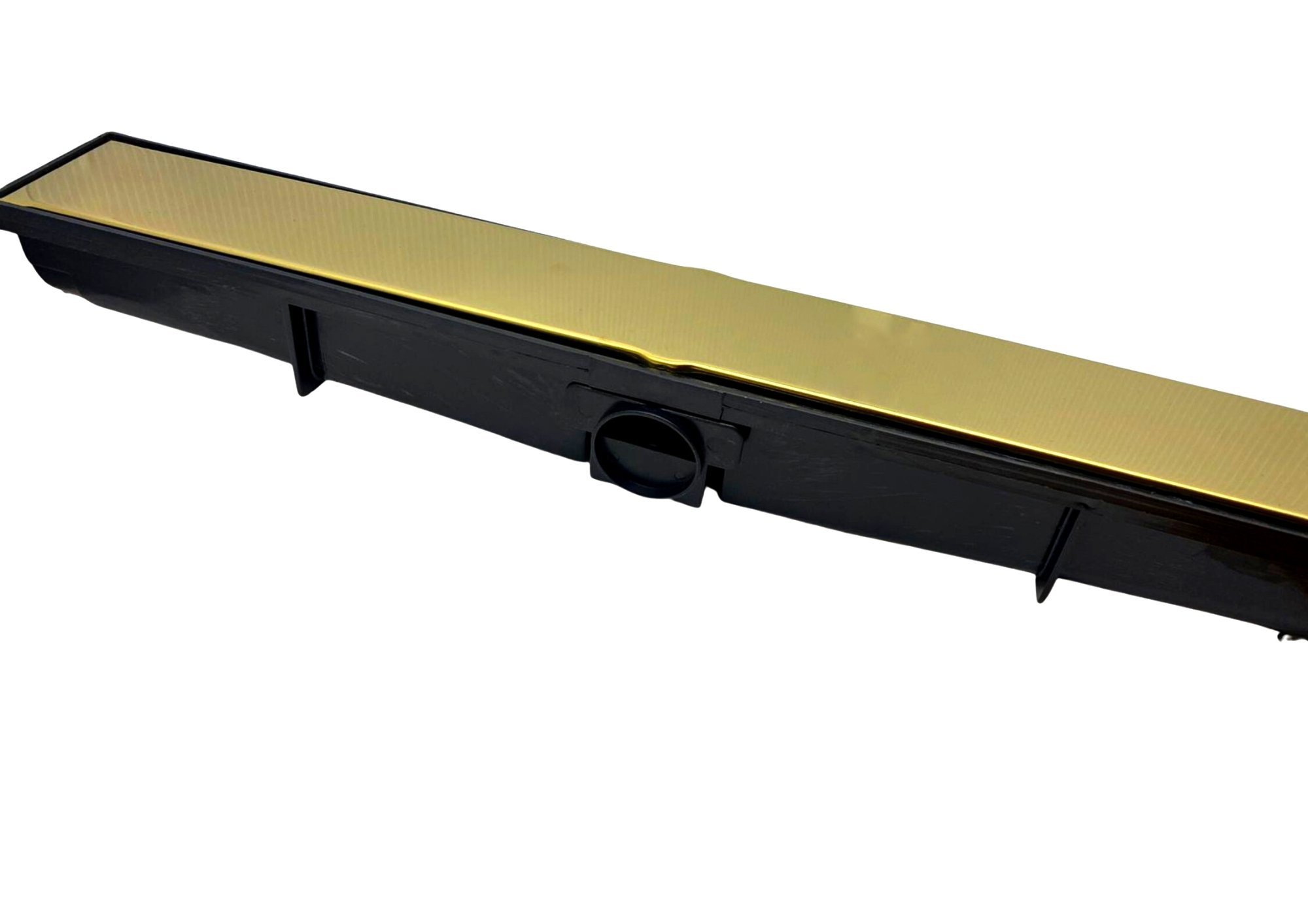 Ralo Linear Oculto Dourado 6x100cm Preto Com tampa Aço Inox Fineza - 4