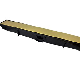 Ralo Linear Oculto Dourado 6x100cm Preto Com tampa Aço Inox Fineza - 4