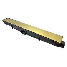 Ralo Linear Oculto Dourado 6x100cm Preto Com tampa Aço Inox Fineza - 1