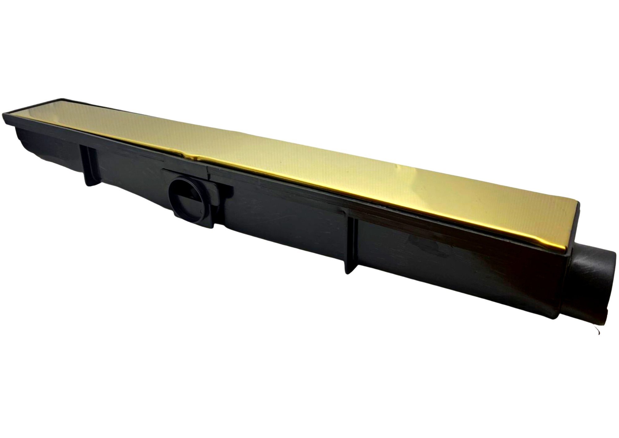 Ralo Linear Oculto Dourado 6x100cm Preto Com tampa Aço Inox Fineza - 3