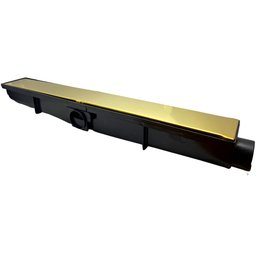 Ralo Linear Oculto Dourado 6x100cm Preto Com tampa Aço Inox Fineza - 3