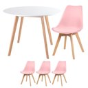 Ver imagem 1 de Mesa Branco + 3 Cadeiras Rosa Claro Mesa Branco Rosa Claro