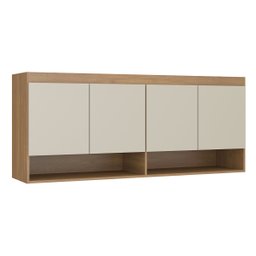 Armário Aéreo 4 Portas Guarda Roupa Modulado Selene 160x68 Cm Mdp Carvalho 6003 Menu - 1