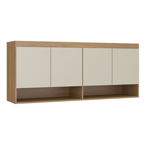 Armário Aéreo 4 Portas Guarda Roupa Modulado Selene 160x68 Cm Mdp Carvalho 6003 Menu