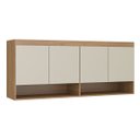 Ver imagem 1 de Armário Aéreo 4 Portas Guarda Roupa Modulado Selene 160x68 Cm Mdp Carvalho 6003 Menu