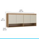Ver imagem 3 de Armário Aéreo 4 Portas Guarda Roupa Modulado Selene 160x68 Cm Mdp Carvalho 6003 Menu