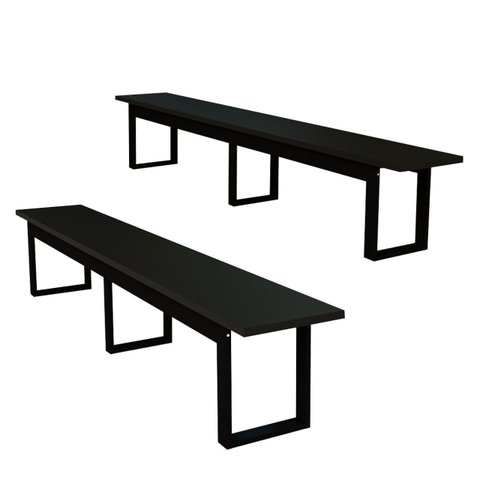 Conjunto 2 Bancos Retangulares com 160cm Mesa Sala Varanda Gourmet:preto