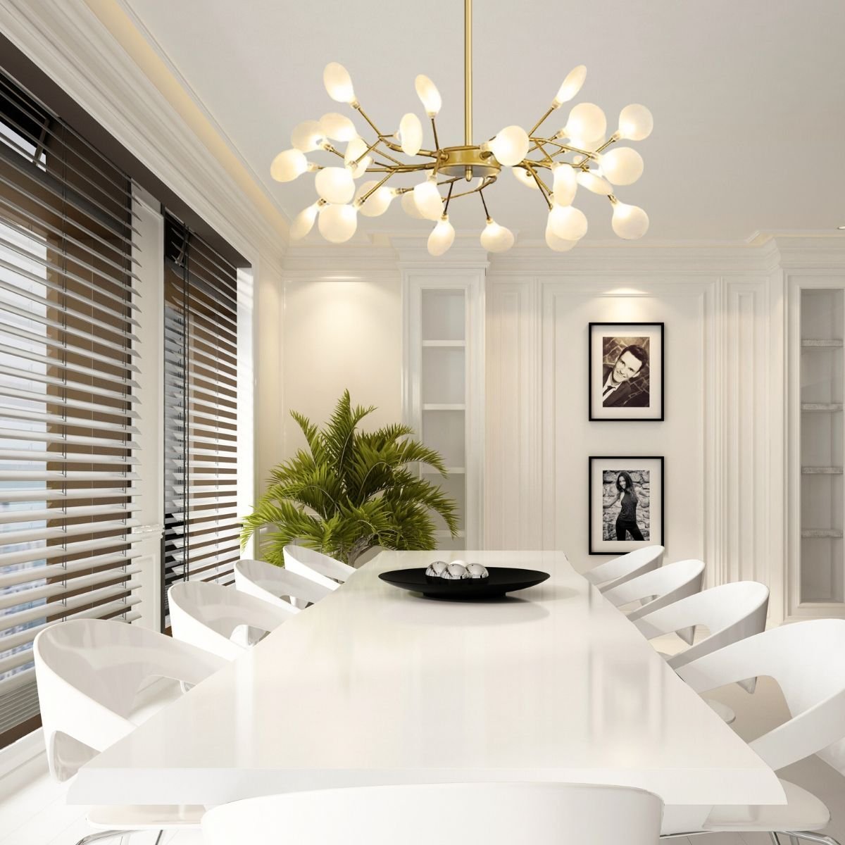 Lustre Teto 85cm Ramos de Árvore 45 Leds Luminária Metal Dourado Gimpo Kjdd-e-522-gold-45 - 3