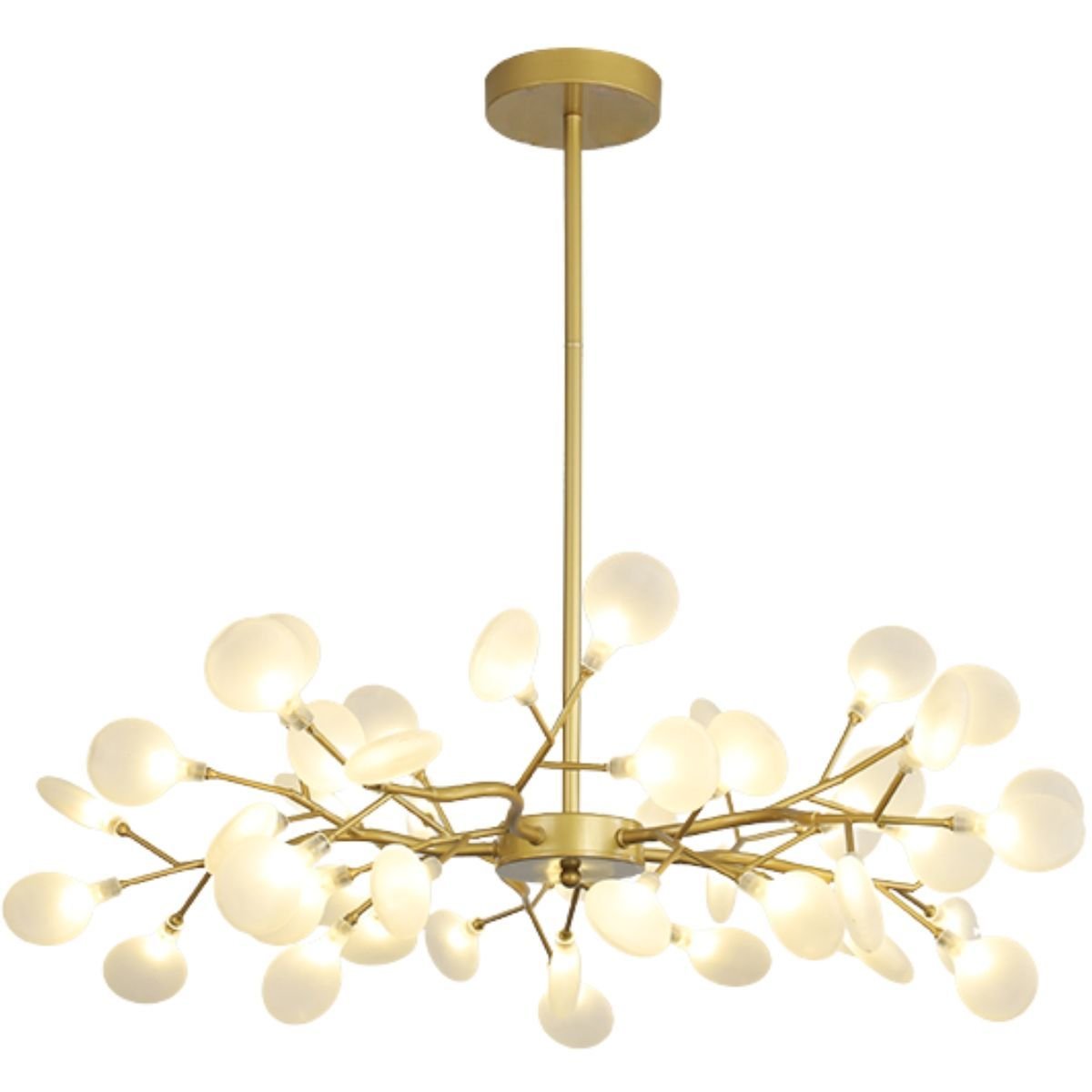 Ver imagem 1 de Lustre Teto 85cm Ramos de Árvore 45 Leds Luminária Metal Dourado Gimpo Kjdd-e-522-gold-45