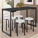 Ver imagem 2 de Mesa de Cozinha Bistrô Porto Preto 120cm com 4 Banquetas Industriais Maviê Branco/preto -
