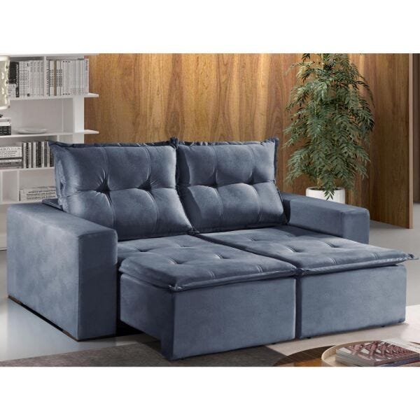 Sofá Retrátil e Reclinável 1,80M Liverpool Jc Estofados Cinza Cestaplus