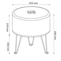 Puff Estofado Zebra Base Metálica Pf7003 - Tecno Mobili - 2