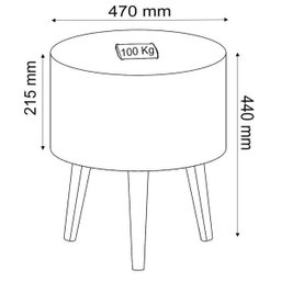 Puff Estofado Pelúcia Bege Base Natural Pf7002 - Tecno Mobili - 2