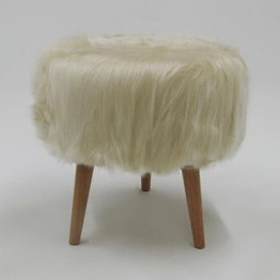 Puff Estofado Pelúcia Bege Base Natural Pf7002 - Tecno Mobili - 1