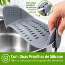 Ver imagem 3 de Escorredor de Panelas para Macarrão Vegetais em Silicone com Clips na Cor Cinza