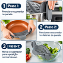 Ver imagem 5 de Escorredor de Panelas para Macarrão Vegetais em Silicone com Clips na Cor Cinza