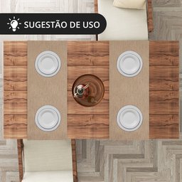 1 Caminho Trilho Mesa Impermeável PVC Juta Bege 42x140 - 7