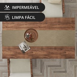 1 Caminho Trilho Mesa Impermeável PVC Juta Bege 42x140 - 3