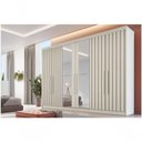 Ver imagem 3 de Guarda-roupa Casal com Espelho 6 Portas 6 Gavetas Móveis Europa Ripado Potente Off White