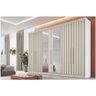 Guarda-roupa Casal com Espelho 6 Portas 6 Gavetas Móveis Europa Ripado Potente Off White - 3