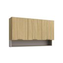 Ver imagem 1 de Armário Aéreo de Cozinha 3 Portas com Nicho MDF Capadócia Cor Amadeirado Claro Casamia