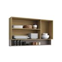 Ver imagem 3 de Armário Aéreo de Cozinha 3 Portas com Nicho MDF Capadócia Cor Amadeirado Claro Casamia