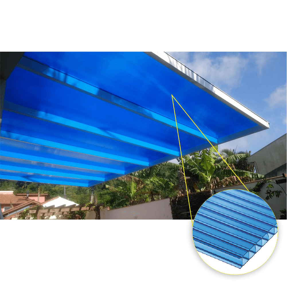 Chapa de Policarbonato Alveolar Azul 6mm - 2,10m X 6,00m - Palram - 3