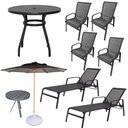 Ver imagem 1 de Kit 2 Chaises 1 Mesa 4 Cadeiras 1 Mesinha Ombrelone com Base Preto