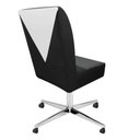 Ver imagem 2 de Kit 02 Cadeira Ana Giratória Metal Com Rodízio Suede Preto E Corino Branco