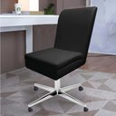 Ver imagem 4 de Kit 02 Cadeira Ana Giratória Metal Com Rodízio Suede Preto E Corino Branco