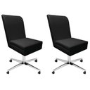 Ver imagem 1 de Kit 02 Cadeira Ana Giratória Metal Com Rodízio Suede Preto E Corino Branco