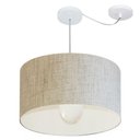 Ver imagem 1 de Lustre Pendente Cilíndrico com Desvio Md-4234 Cúpula em Tecido 60x30cm Rustico Bege - Bivolt