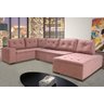 Conjunto Sofá de Canto Parma com Chaise Estofados Nova America Rosa Claro Cestaplus - 1