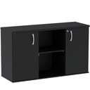 Ver imagem 1 de Armário Baixo Credenza PE25 Pandin 121,50 cm (largura) em MDP Cor Liso Preto com Duas portas