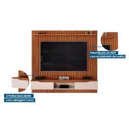 Painel Home P-tv até 70 Polegadas Isac 180 C- Prateleira e Bancada 183x175cm Cedro-bali Dj Móveis - 5