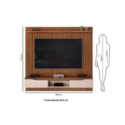 Painel Home P-tv até 70 Polegadas Isac 180 C- Prateleira e Bancada 183x175cm Cedro-bali Dj Móveis - 4