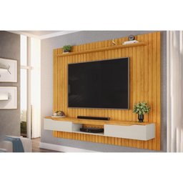 Painel Home P-tv até 70 Polegadas Isac 180 C- Prateleira e Bancada 183x175cm Cedro-bali Dj Móveis - 1