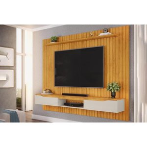 Painel Home P-tv até 70 Polegadas Isac 180 C- Prateleira e Bancada 183x175cm Cedro-bali Dj Móveis