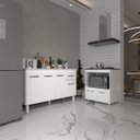 Ver imagem 2 de Armário Gabinete Camila 138 Cm com Tampo Tampão e Balcão Evelyn para Cooktop 4 Bocas Branco