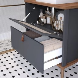 Gabinete de Banheiro 60cm Mdf Titanium 1 Porta Gaveta C/ Cuba - 3