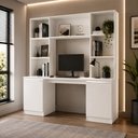Ver imagem 2 de Mesa de Pc/Home Office 2 Portas 5 Prateleiras Escrivaninha Smart Multimóveis MP6105 Branco