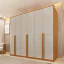 Ver imagem 1 de Guarda Roupa Casal 6 Portas 6 Gavetas 201cm Dubai Yescasa Marrom/Cinamomo/Off White
