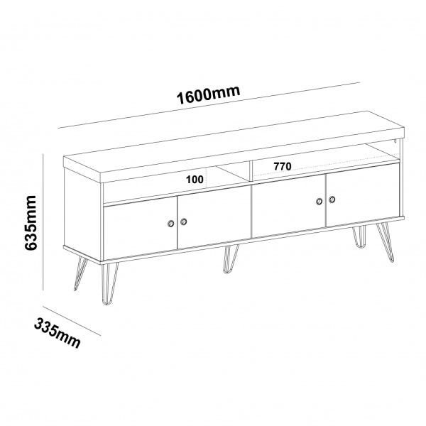 Rack para Tv até 60 Polegadas Liberty 4 Portas Carvalho/off White - Artely - 4