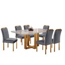 Ver imagem 1 de Conjunto Sala de Jantar 6 Lugares Barcelona 1.60x90 Mesa e Cadeiras Madeira Maciça Móveis Mundial