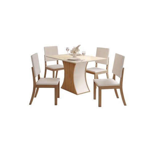 Mesa Jantar Luiza 120 4 Cadeiras Milla Linho - Henn